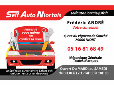 Carte de visite pour la garage Self Auto Niortais